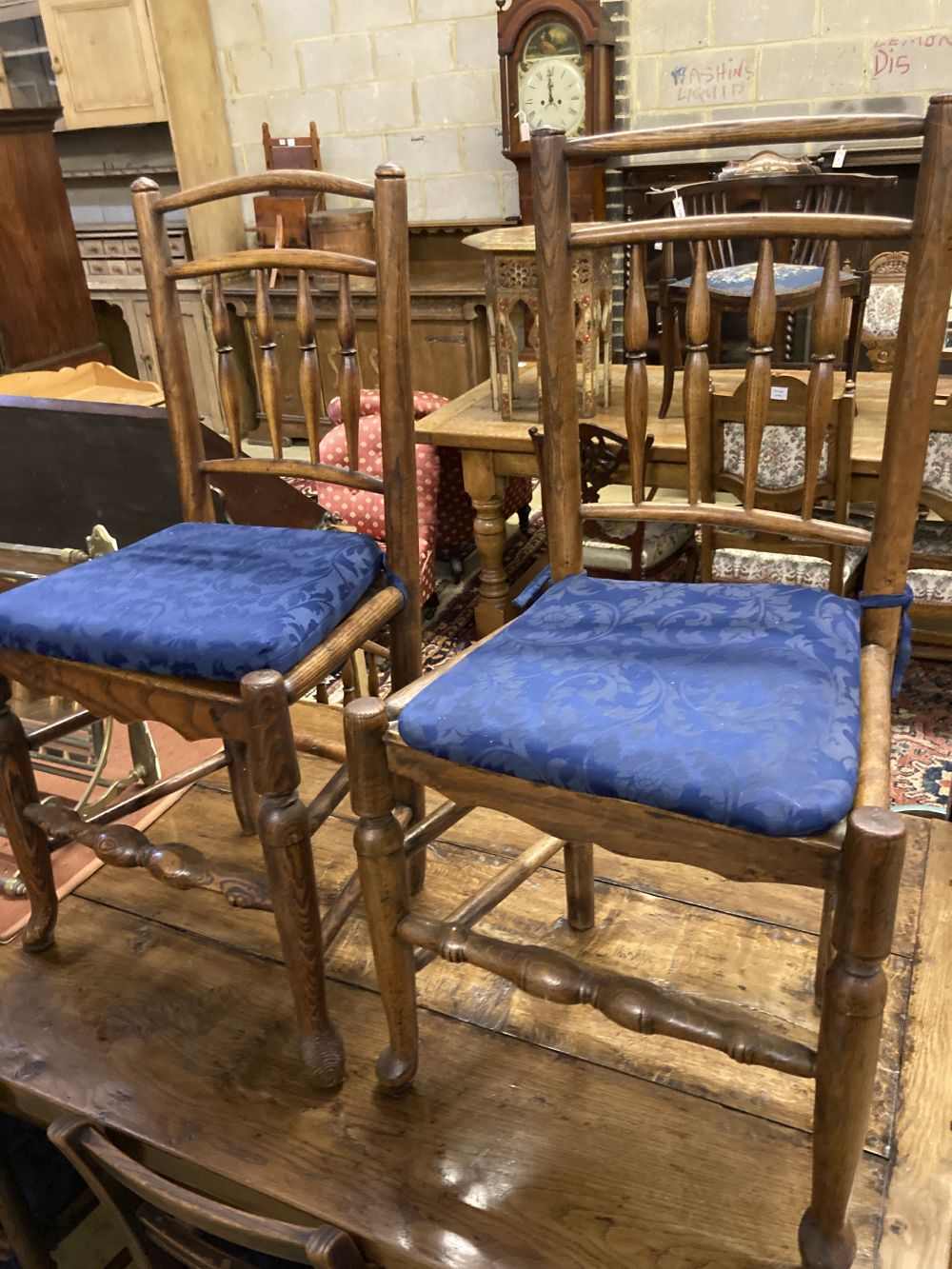 A set of six 19th century ash spindleback chairs and two other chairs
